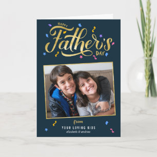 Gold Calligraphy Photo Father's Day Card