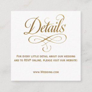 Gold Calligraphy QR Wedding Details Card
