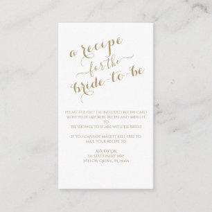 Gold Calligraphy Recipe Card Insert