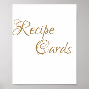 Gold Calligraphy Recipe Cards Baby Shower Sign