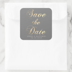Gold Calligraphy Save the Date Sticker