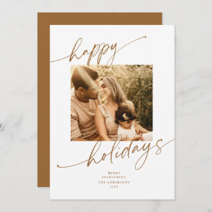 Gold Calligraphy Script Holiday Photo Card