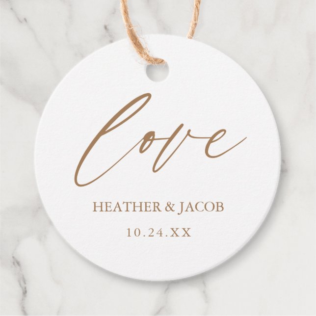 Gold Calligraphy Script Love Favour Tags (Front)