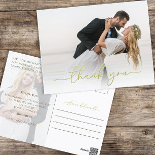 Gold Calligraphy Script Modern Simple Two Photo  Postcard