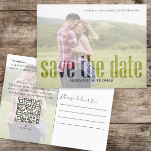 Gold Calligraphy Script Photo QR Code Budget   Announcement Postcard