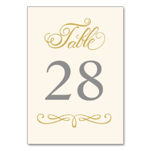 Gold Calligraphy Table Number   Editable Colour