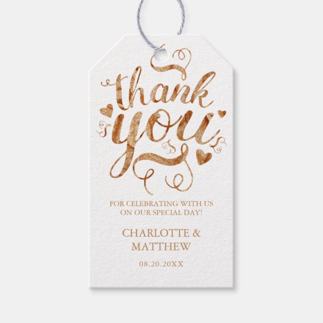 Gold Calligraphy Thank You Favour Tags (Front)
