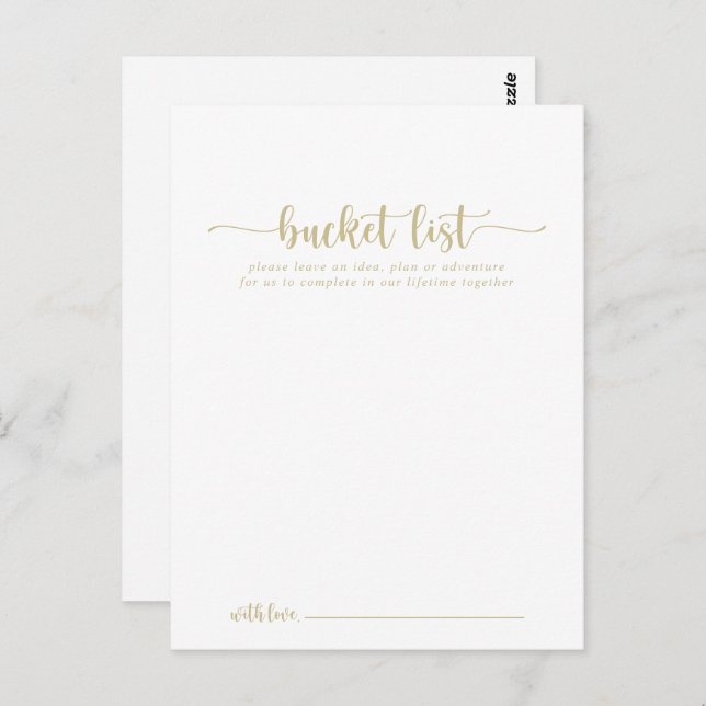 Gold Calligraphy Wedding Bucket List Cards (Front/Back)