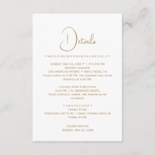 Gold Calligraphy Wedding Details Card