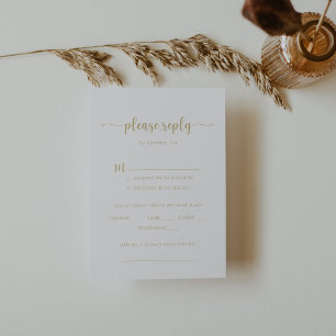 Gold Calligraphy Wedding Menu Choice RSVP