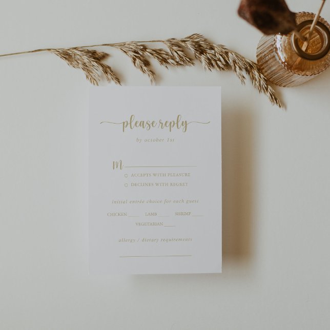 Gold Calligraphy Wedding Menu Choice RSVP (Creator Uploaded)