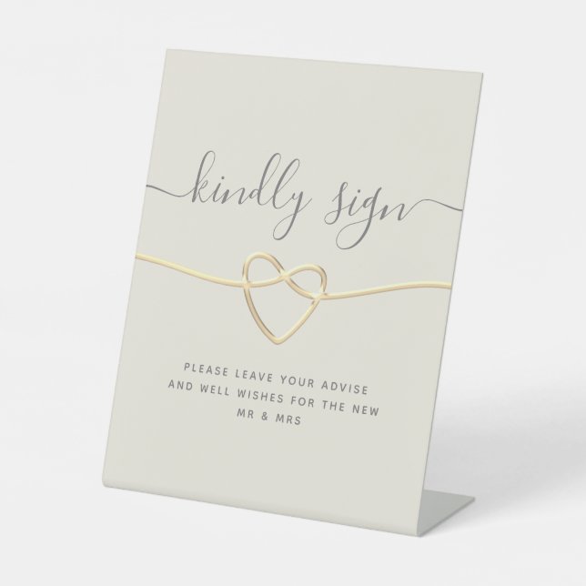Gold Calligraphy Wedding Pedestal Sign (Front)
