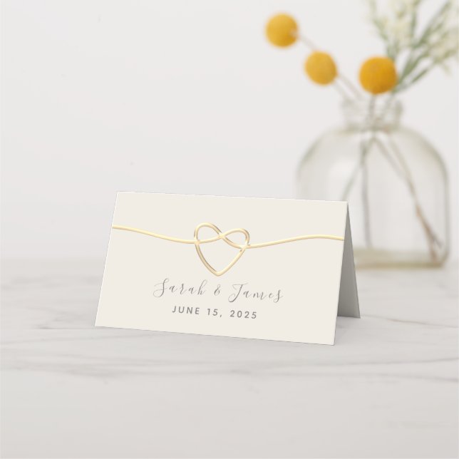 Gold Calligraphy Wedding Place Card (Back)