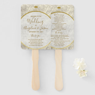Gold Calligraphy Wedding Program Hand Fan