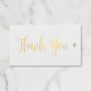 Gold calligraphy wedding thank you. Elegant simple Gift Tags