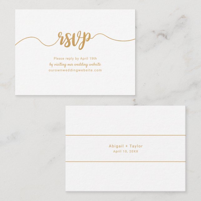 Gold Calligraphy wedding website rsvp online card (Front/Back)