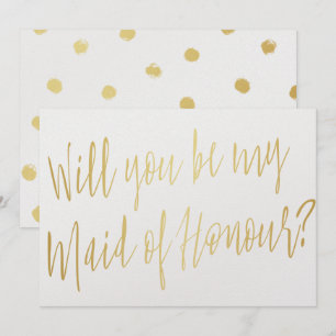 Gold Calligraphy "Will you be my maid of honour" Invitation