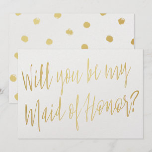 Gold Calligraphy "Will you be my maid of honour" Invitation