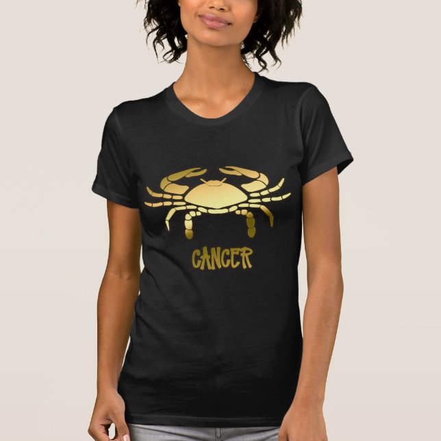 Gold Cancer Crab Astrology Horoscope Zodiac Sign T-Shirt (Front)
