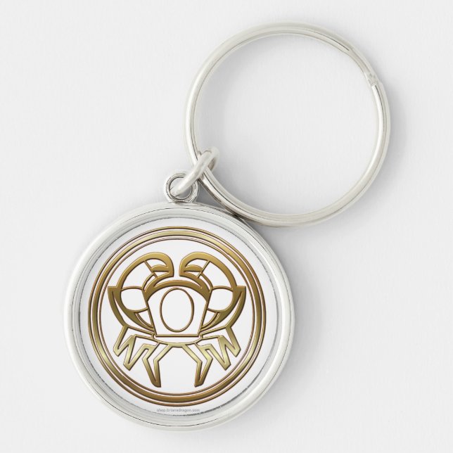 Gold Cancer Zodiac Crab Astrology Sign Key Ring (Front)