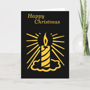 gold candle graphic design contemporary black holiday card