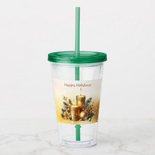 Gold Candles Christmas Holiday Acrylic Tumbler