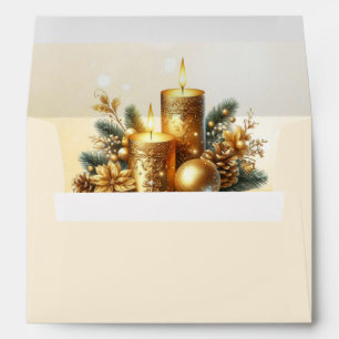 Gold Candles Christmas Holiday Envelope