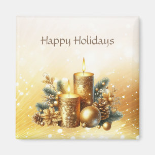 Gold Candles Christmas Holiday Magnet