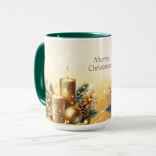 Gold Candles Christmas Holiday Mug (Front Left)