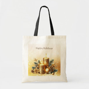 Gold Candles Christmas Holiday Tote Bag