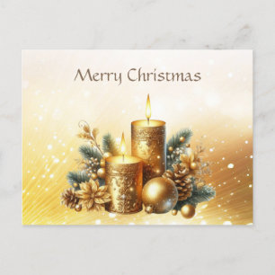Gold Candles Holiday Christmas Postcard