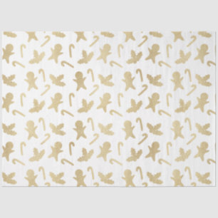 Gold Candy Canes Gingerbread Men White Christmas Tissue Paper