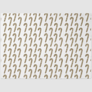 Gold Candy Canes Whimsical White Christmas Tissue Paper