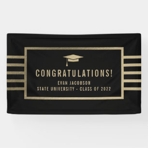 Gold Cap EDITABLE COLOR Graduation Banner