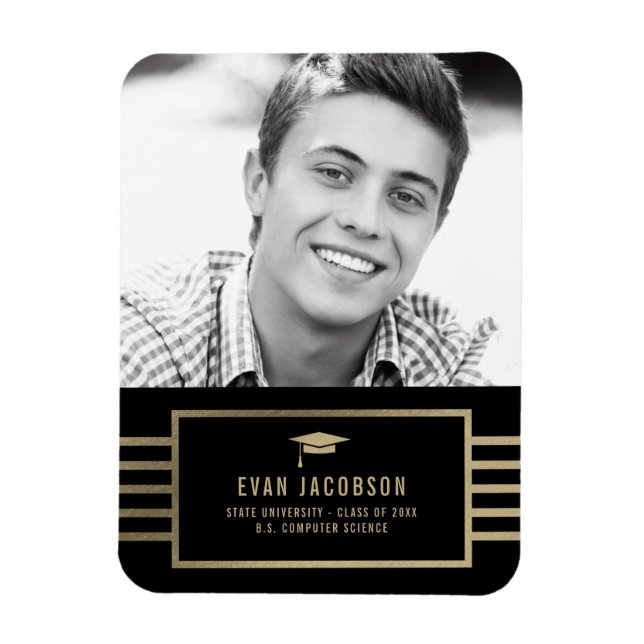 Gold Cap EDITABLE COLOR Graduation Magnet (Vertical)