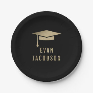 Gold Cap EDITABLE COLOR Graduation Plates