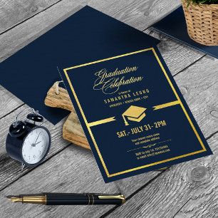 Gold Cap Graduation Navy Blue ID834