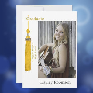 Gold Cap Graduation Photo  Announcement