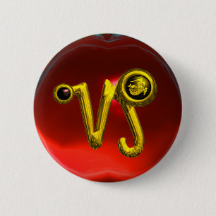 GOLD CAPRICORN / ZODIAC SIGN JEWEL 6 CM ROUND BADGE