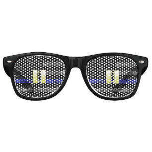 (Gold) Captain Thin Blue Line Distressed Flag Retro Sunglasses