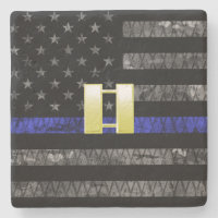 (Gold) Captain Thin Blue Line Distressed Flag