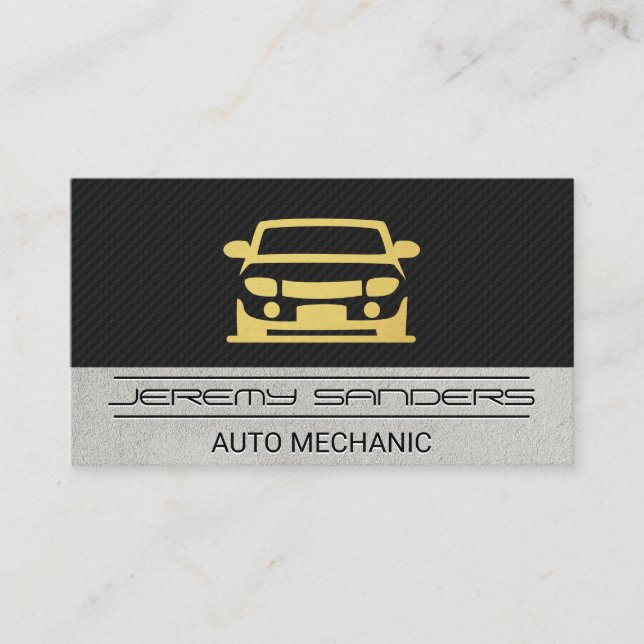 Gold Car Icon Business Card (Front)