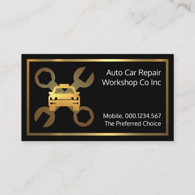 Gold Car Spanner Set Mechanical Repair Business Card (Front)
