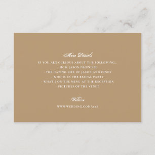 Gold Caramel Formal Calligraphy Elegant Wedding Enclosure Card