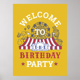 Gold Carnival Circus Baby Birthday Kids HouseParty Poster