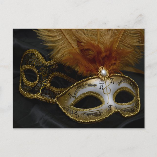 Gold Carnival Venetian Mask Masquerade Postcard (Front)