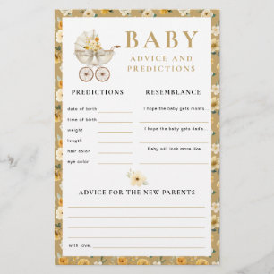 Gold Carriage Baby Advice & Predictions Card