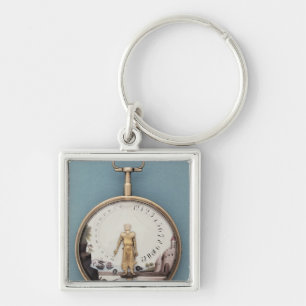 Gold cased bras-en-l'air pocket watch key ring