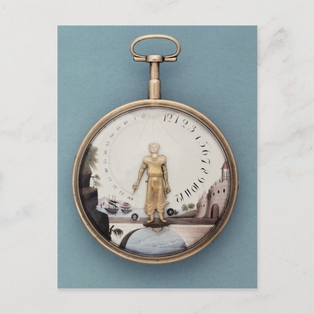 Gold cased bras-en-l'air pocket watch postcard (Front)