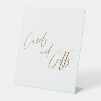 Gold Casual Handwriting Cards & Gifts Pedestal Sig
